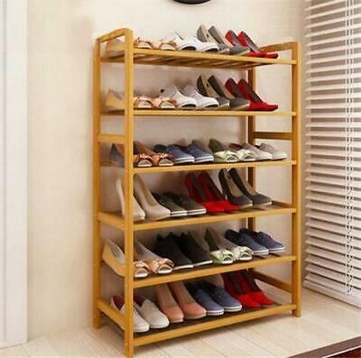 6-stufiges Holz-Bambusregal, Eingangsbereich, Aufbewahrung, Schuhregal, Möbel