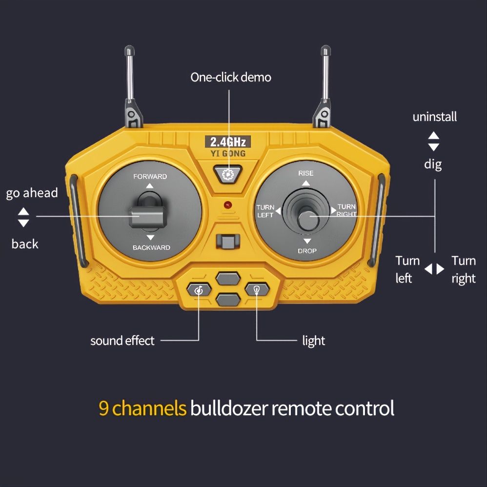 2.4G Fernbedienung; High-Tech 11-Kanal RC Bagger Kipper Planierraupe Legierung Kunststoff Technik Fahrzeug Elektronisches Spielzeug für Jungen Geschenke