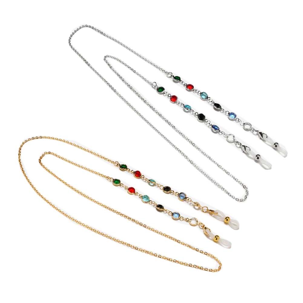 2 pièces chaîne de lunettes en métal or argent Vintage perles colorées chaîne de lunettes de lecture collier cordon de lunettes de soleil polyvalent