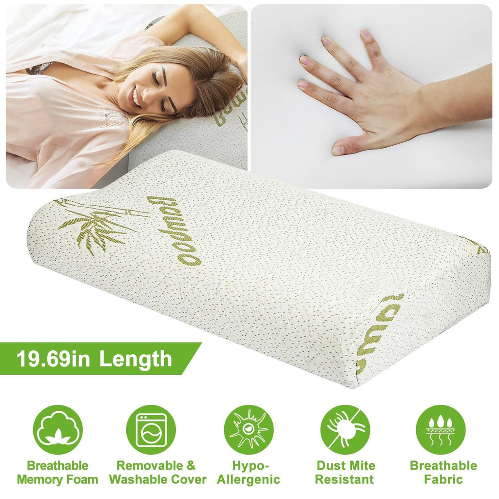 Bambus Memory Foam Schlaf Kissen Konturiertes Nackenstützkissen Orthopädisches Kissen Nackenstütze Atmungsaktives Kissen