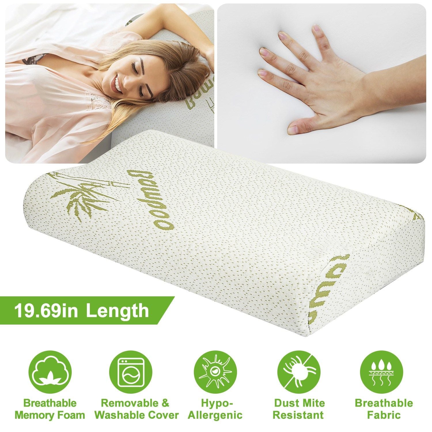 Bambus Memory Foam Schlaf Kissen Konturiertes Nackenstützkissen Orthopädisches Kissen Nackenstütze Atmungsaktives Kissen