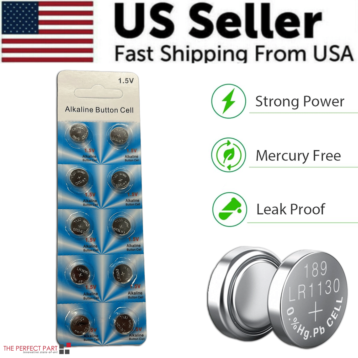 10 STÜCK LR1130 AG10 389 Alkaline Batterie 1,5V Knopfzelle für Uhr Rechner US