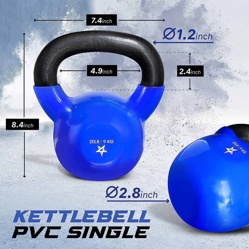 Kettlebell, 5-100 LB Vinylbeschichtete Gusseisen Kettlebells für Krafttraining, Home Gym Übungen, Fitness, Ganzkörpertraining, Liegestütze und Griffkraft
