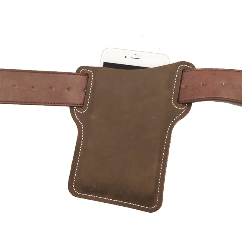 Sac de ceinture pour homme pour téléphone portable, pochette de taille en cuir, étui portefeuille