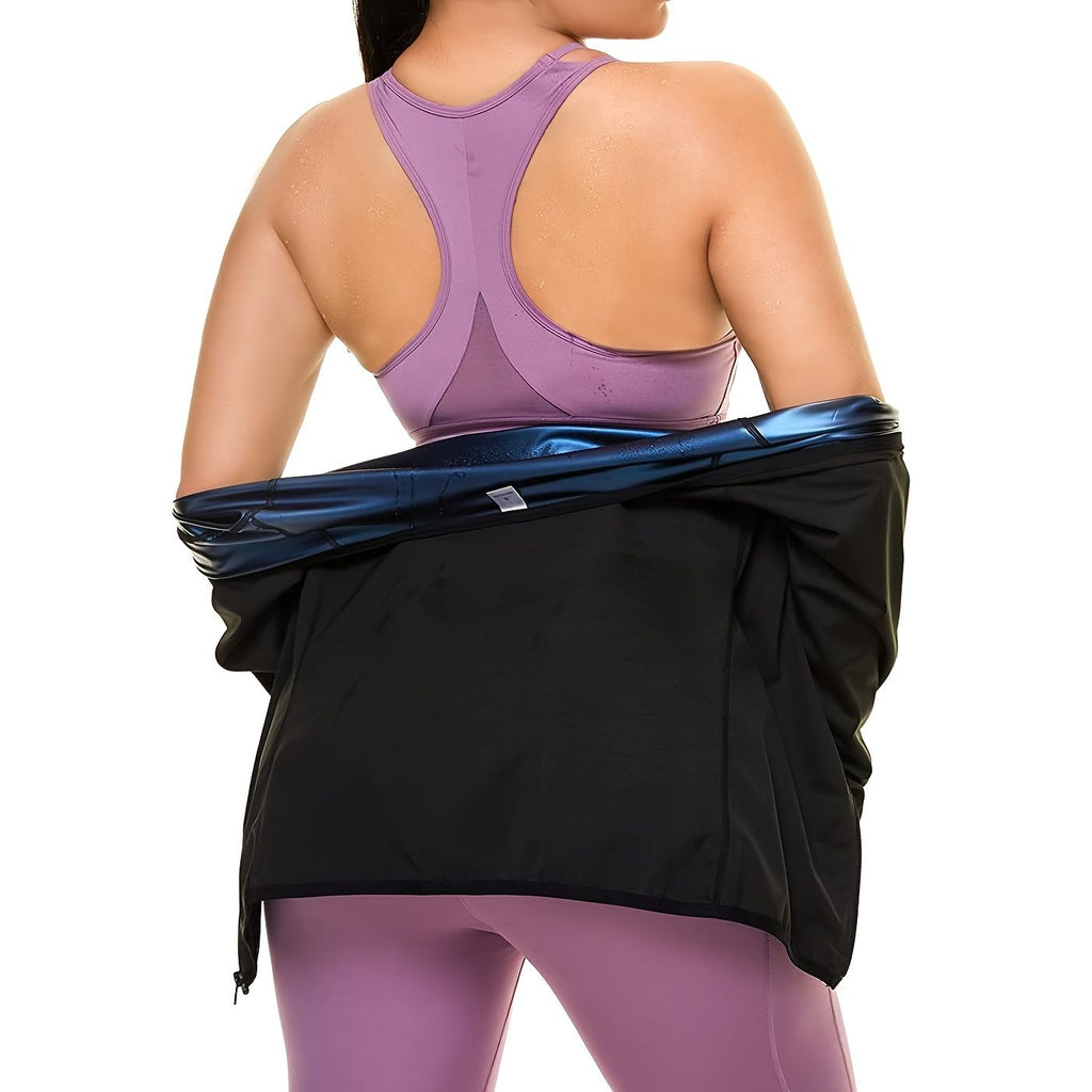 Sauna Anzug für Damen; Langarm-Schwitzanzug Taillentrainer (Bestellen Sie eine Nummer größer)