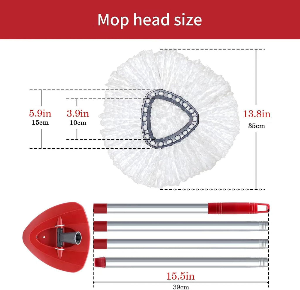 Lot de 6 têtes de rechange pour balai serpillère rotative O Cedar, têtes de balai serpillère rotative en microfibre, tête de balai serpillère anti-poussière facile à essorer à 360 degrés avec une base et un manche