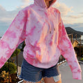 Frühling und Winter neue Damenbekleidung großer Mantel Tie-Dye und bedruckter Kapuzenpullover