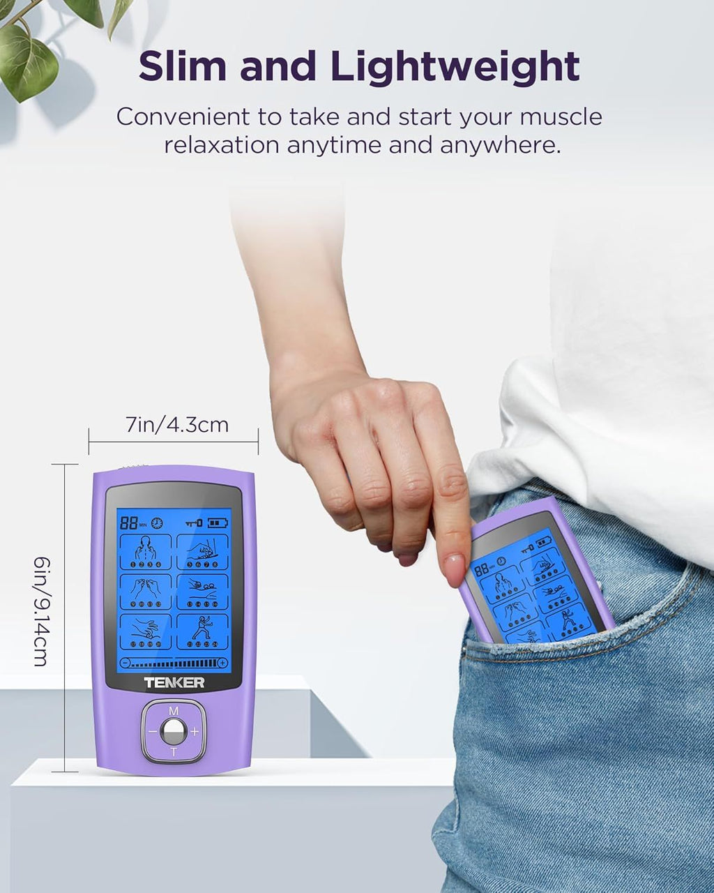 TENS-Gerät Muskelstimulator, TENS-EMS-Gerät mit 24 Modi zur Schmerzlinderung/Schmerzbehandlung, wiederaufladbares elektronisches Puls-Massagegerät mit 2"x2" und 2"x4" TENS-Elektrodenpads