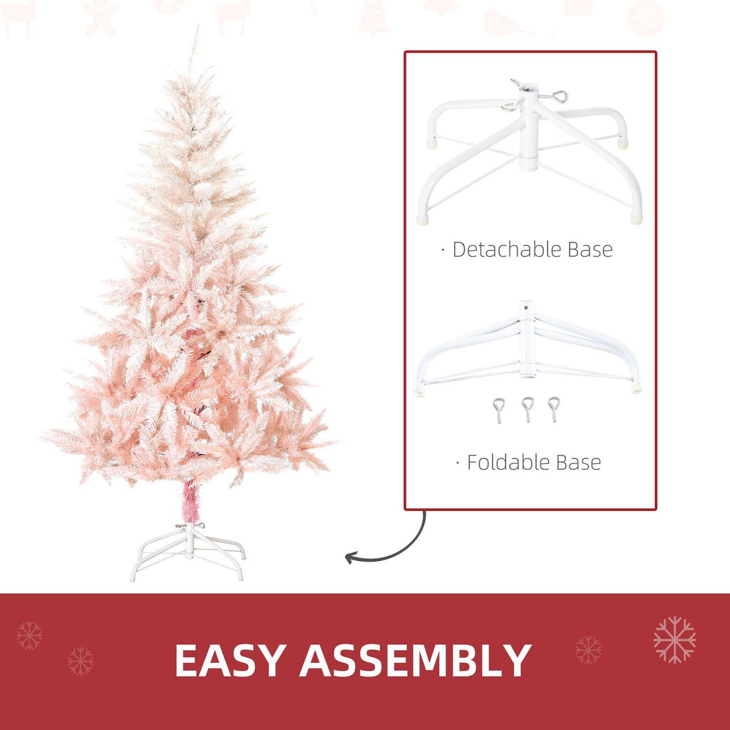 HOMCOM 150 cm Bleistift-Weihnachtsbaum, rosa Weihnachtsbaum mit 450 Zweigen und abnehmbarem Ständer, Weihnachtsdekoration für Hauspartys, Pink