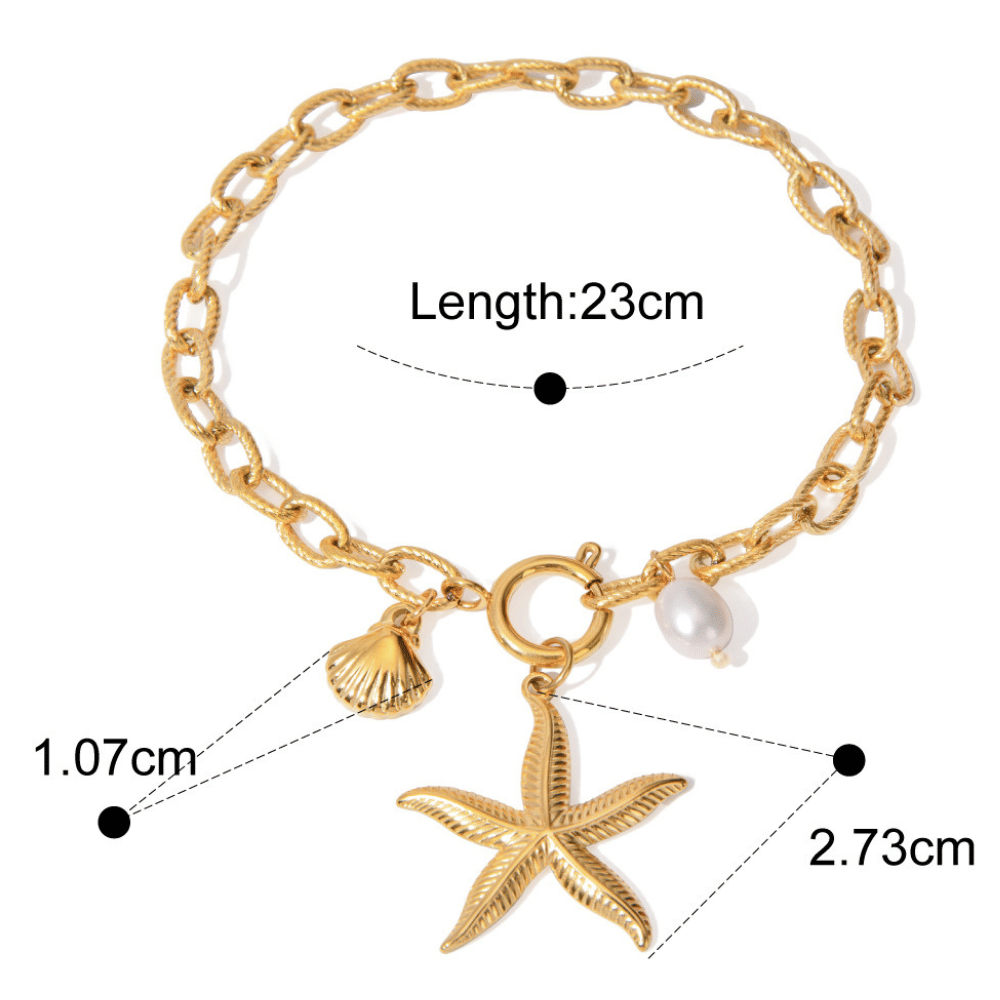 18K vergoldetes Meeres-Charm-Armband – Edelstahl Coastal Schmuckkollektion