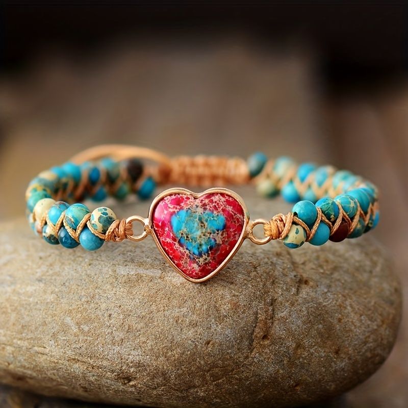 Heiß verkaufte Armband grenzüberschreitende Warenhandelsquelle Rotes Kaiserstein Armband Pfirsichherz Liebe Handkette geflochtenes Armband