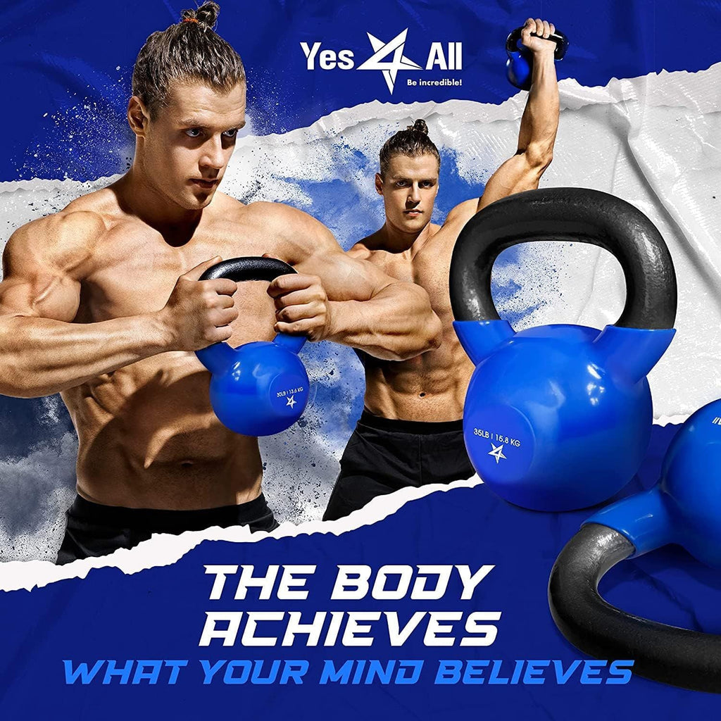 Kettlebell, 5-100 LB Vinylbeschichtete Gusseisen Kettlebells für Krafttraining, Home Gym Übungen, Fitness, Ganzkörpertraining, Liegestütze und Griffkraft