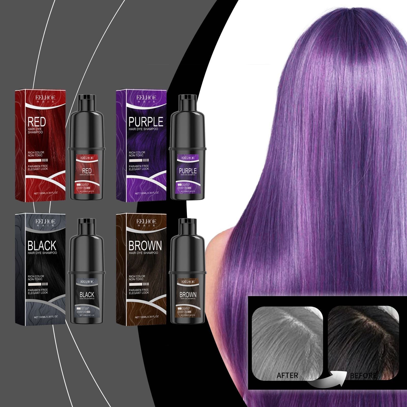 EELHOE Haarfärbeshampoo, Haarfärbeshampoo Kräuterextrakt Pflege langanhaltende Farbe dein Haarfärbemittel