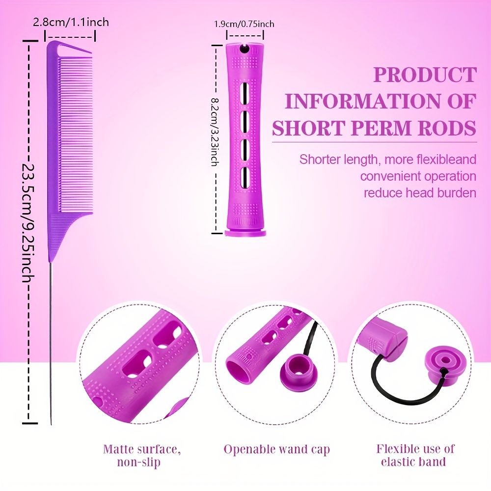 10er-Pack professionelle Dauerwellenwickler mit Kamm und Gummibändern – kurze Lockenwickler für perfektes Haarstyling und Frisieren