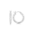 Ohrringe aus Sterlingsilber, poliert, rhodiniert, facettiert, im Creolen-Stil (3x15mm)