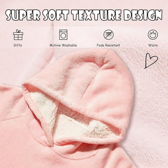 Krifey Wearable Blanket Hoodie, Oversized Sherpa Hooded as Birthday Gifts Christmas Gifts for Mom Women Girlfriend Men, Cozy Sweatshirt with Giant Pocket
