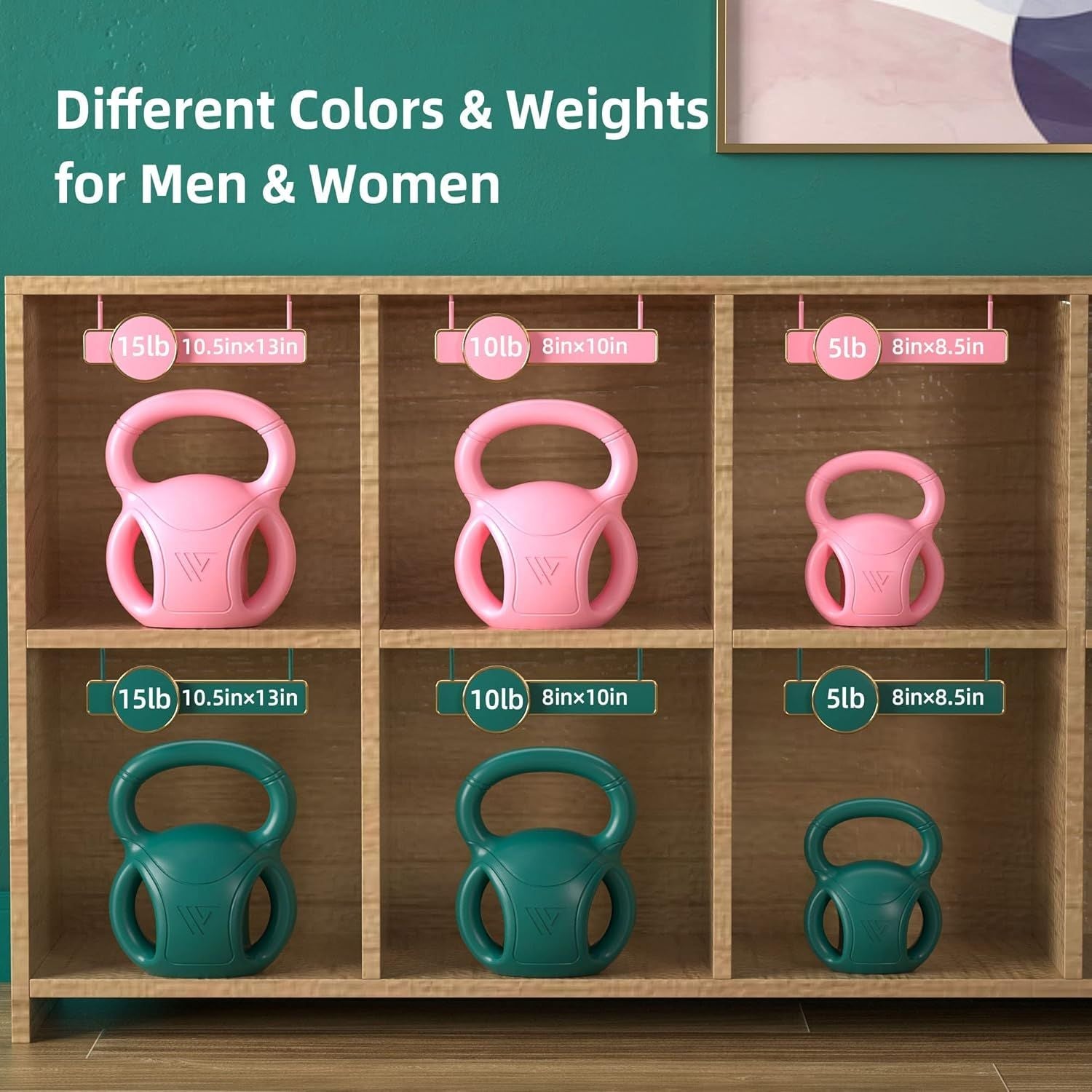 Kettlebells mit 3 Griffen – Gewichte für Frauen, Optionen 5, 10, 15 und 20 LB für Russian Twists, AB-Übungen, Gewichtheben und Core-Fitnessübungen für das Home Gym [einzeln verkauft]