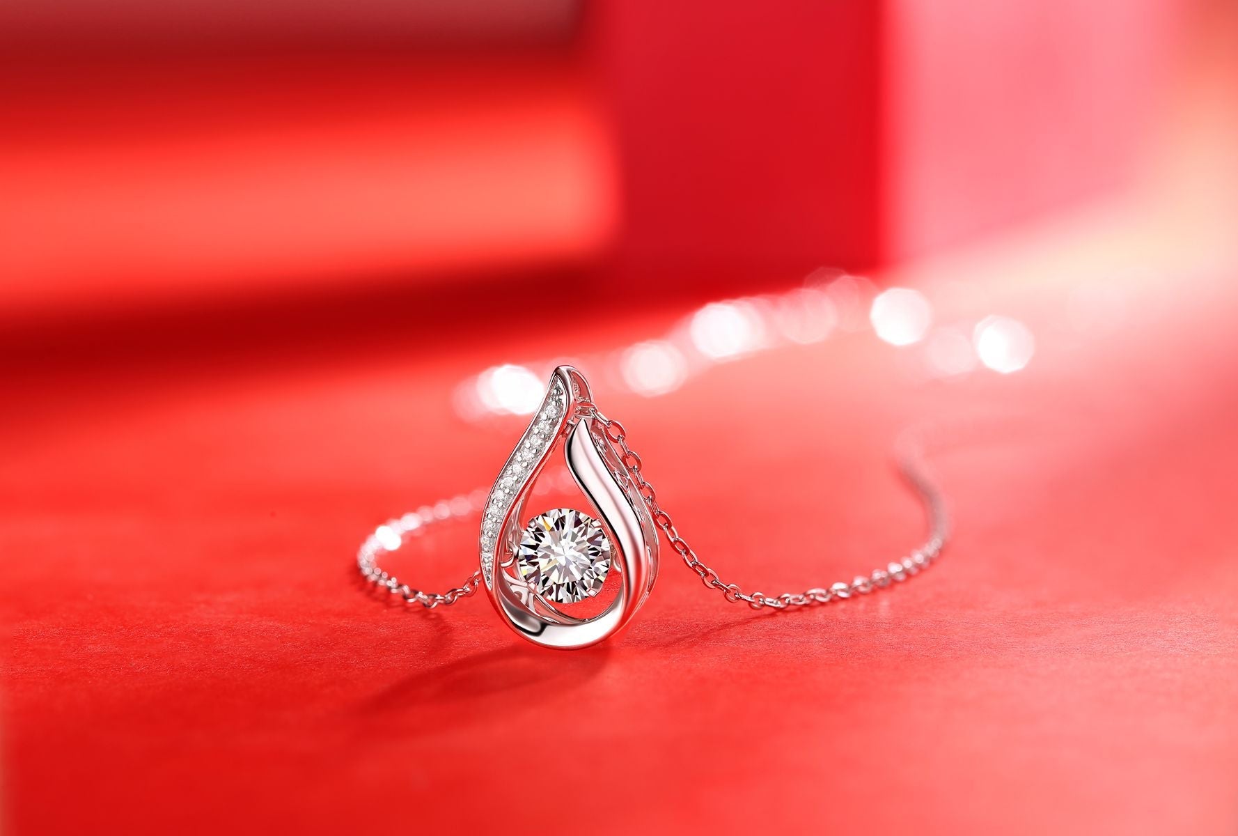 Dynamique - Parure de bijoux tendance et à la mode avec diamant Moissan de 1 carat en argent sterling S925, pendentif de collier en diamant abordable