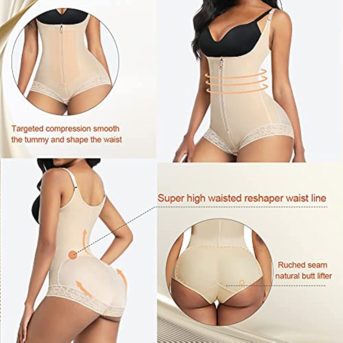 Shapewear für Damen, nahtlos, starker Dreifach-Halt, Faja, Übergröße, Oberschenkelformer, Bauchweg-Body Shaper