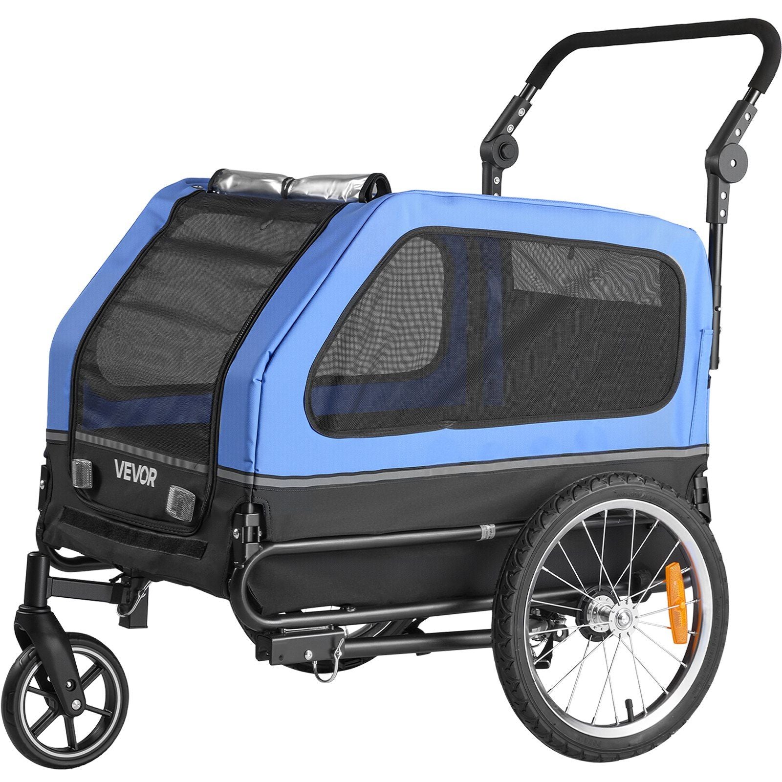 Hunde-Fahrradanhänger, Belastbar bis 40 kg, 2-in-1 Haustierwagen und Fahrradanhänger für kleine und große Hunde, einfach klappbarer Rahmen mit Schnellspannrad, universelle Fahrradkupplung, interne Leine