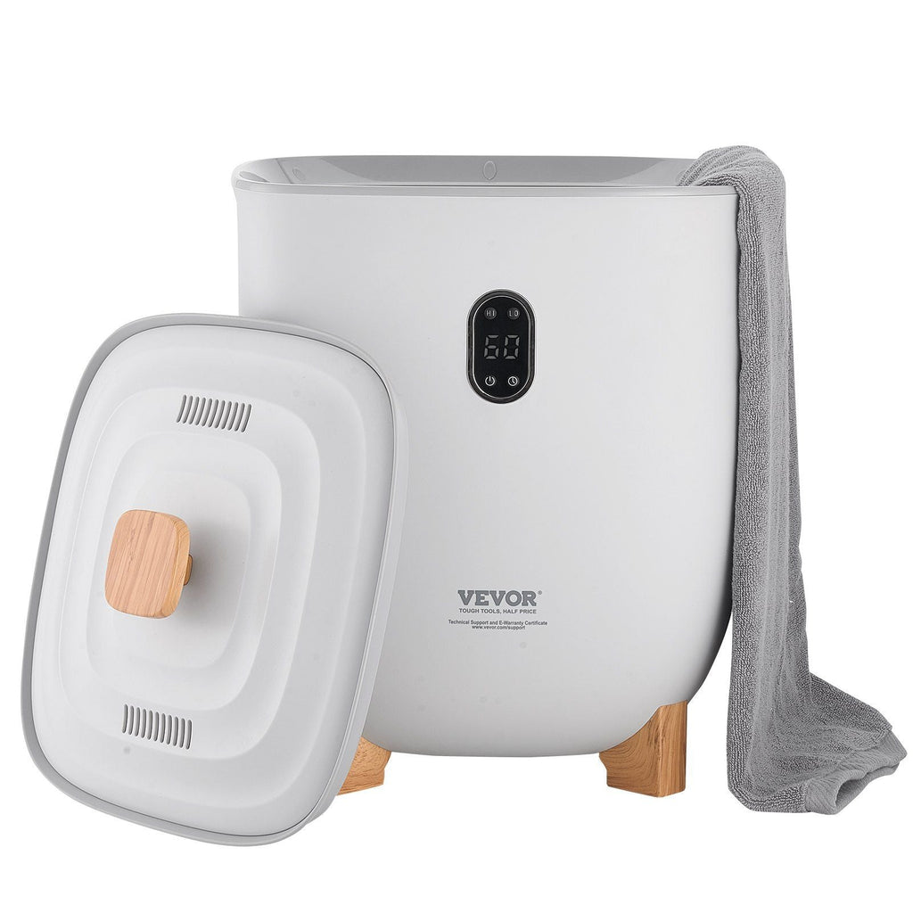 VEVOR Handtuchwärmer-Eimer, 25L beheizter Handtuchwärmer mit LED-Anzeige, Große Deckenwärmer für Badezimmer, 20/40/60/90 Min. Timer und Temperatureinstellung, für SPA, Zuhause, Arbeitsplatte, Boden, Grau