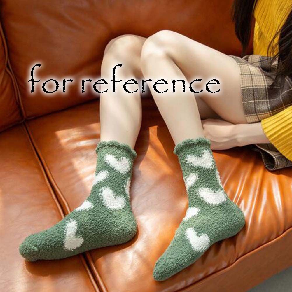 5 Paar Herz Korallenvlies Socken Damen Schlafsocken Warme Wadenhohe Haussocken Plüsch Bodensocken