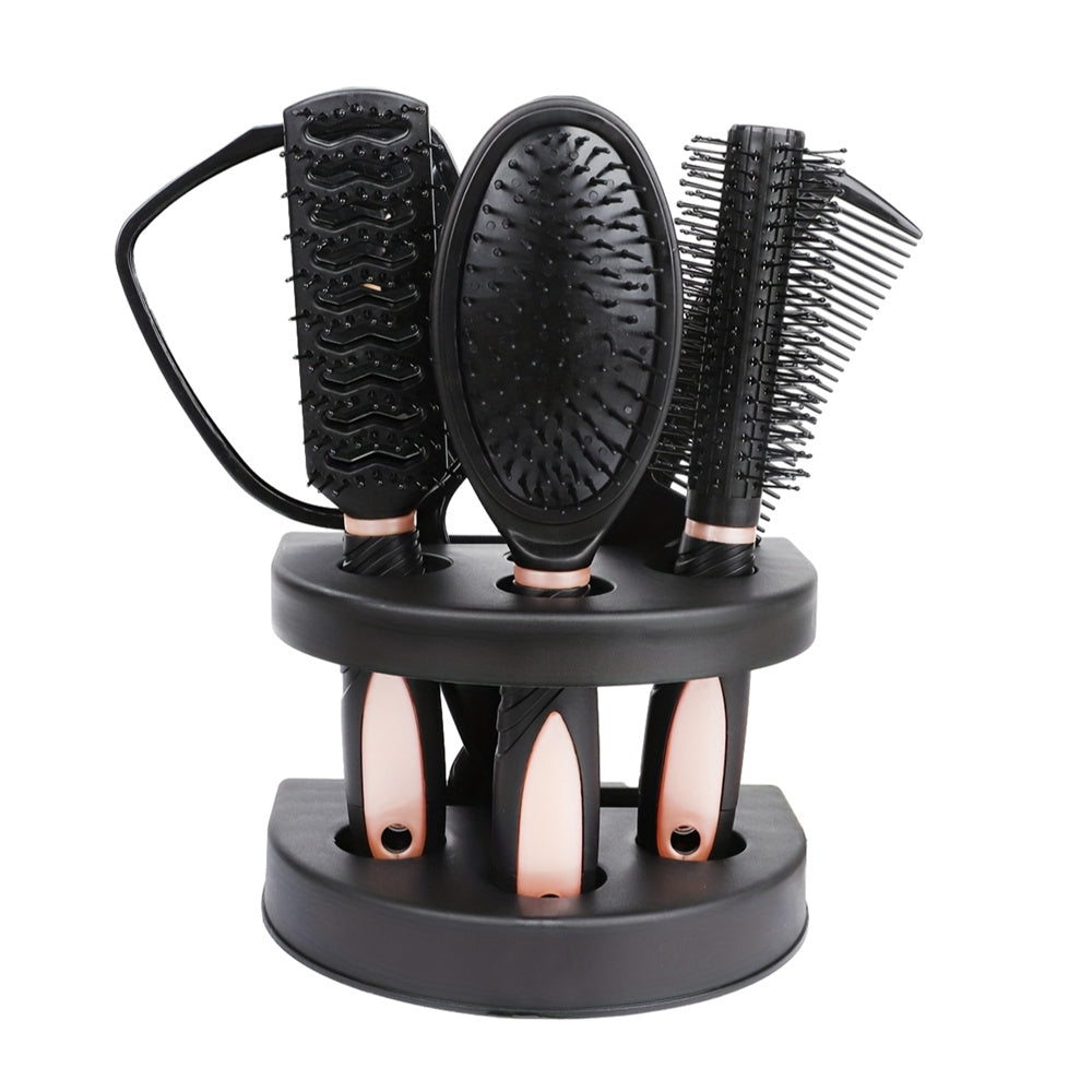 Ensemble de coiffure professionnel 5 pièces avec brosse démêlante, peigne à coussin d'air et miroir de maquillage