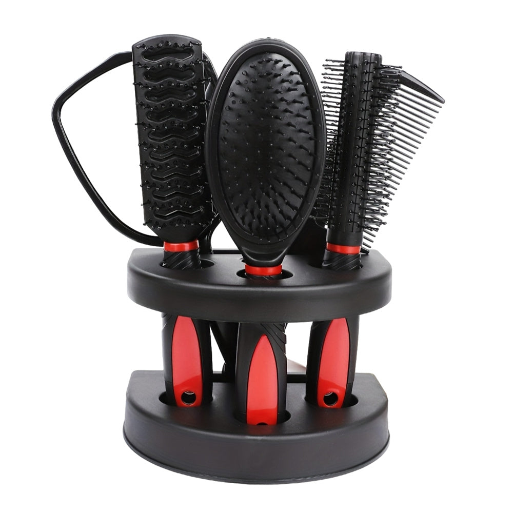 Ensemble de coiffure professionnel 5 pièces avec brosse démêlante, peigne à coussin d'air et miroir de maquillage