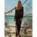 Gehäkelter weißer gestrickter Strand-Vertuschungs-Kleid-Tunika-langer Pareos-Bikini-Vertuschungen-Badebekleidungs-Umhang-Plage-Strandbekleidung