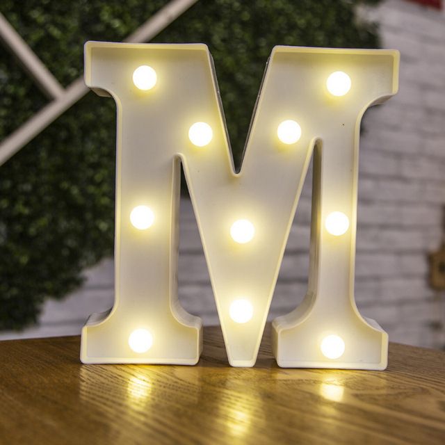 Lettres Lumineuses LED Alphabet Numéro Décoration Lampe à Pile Veilleuse pour la Maison Mariage Anniversaire Fête de Noël