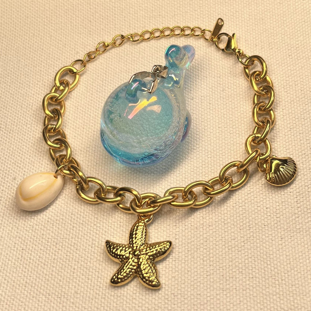 18K vergoldetes Meeres-Charm-Armband – Edelstahl Coastal Schmuckkollektion
