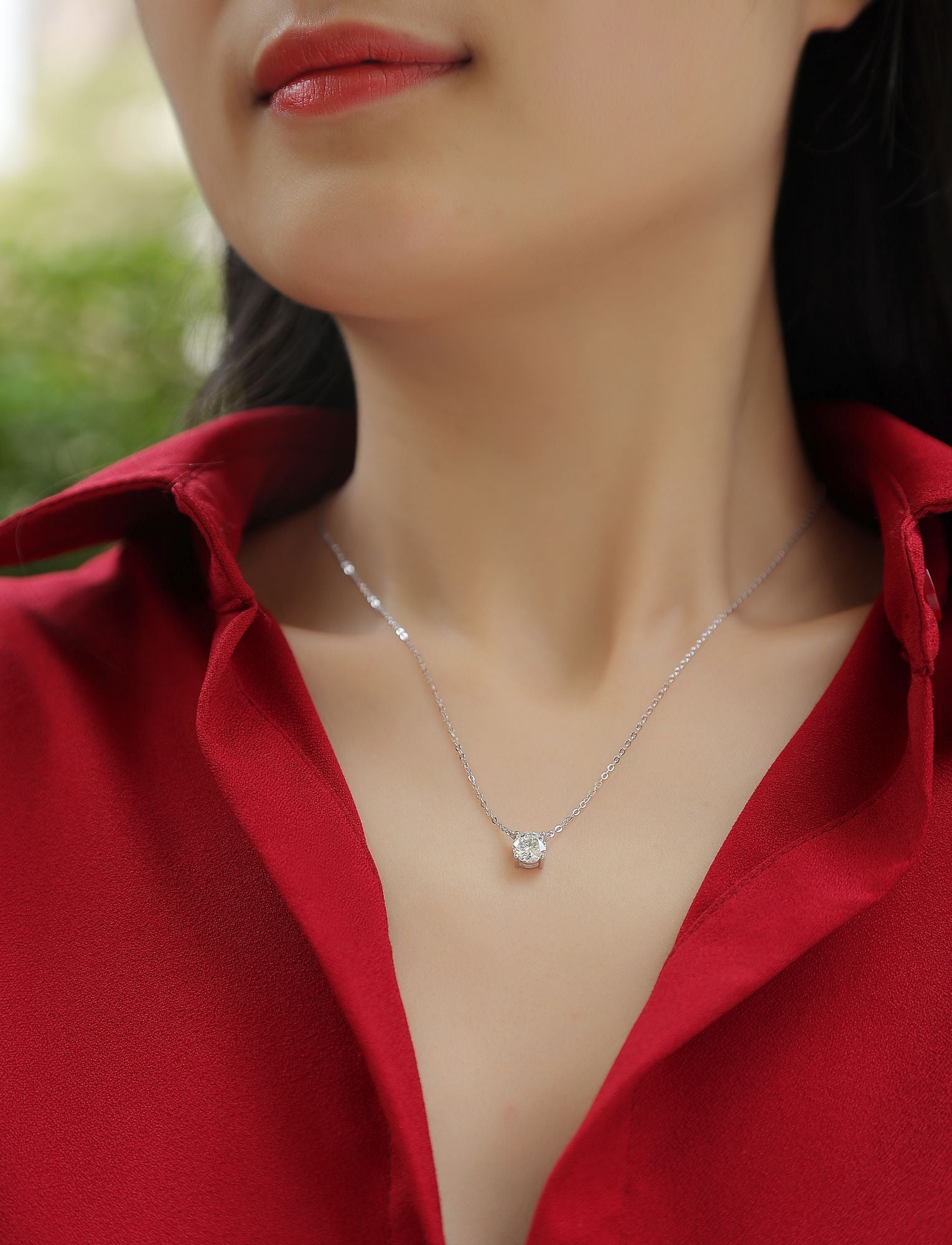 Mein Herz wird ewig halten – Ein modisches und trendiges Schmuck-Halsketten-Anhänger-Set mit 1-Karat und 2-Karat Moissanit aus S925 Sterlingsilber