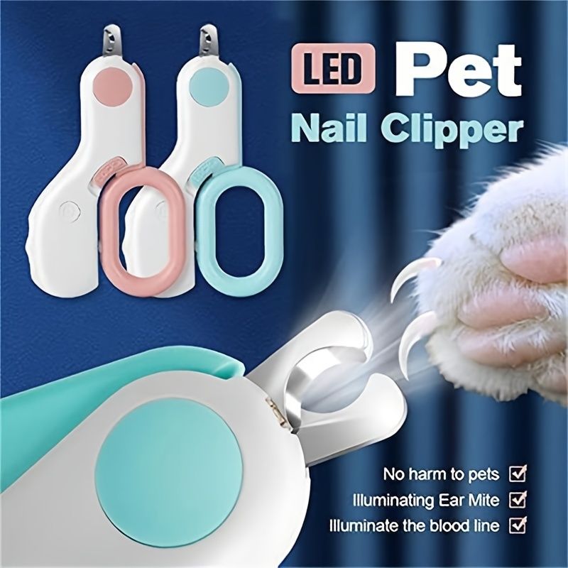 Coupe-ongles pour animaux de compagnie chiens et chats ; Coupe-ongles pour chiens avec lumières LED ; Outils professionnels de toilettage et de beauté