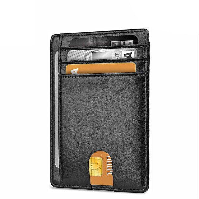 Portefeuille mince en cuir pour hommes Porte-cartes de crédit Blocage RFID Pochette porte-monnaie en PU États-Unis