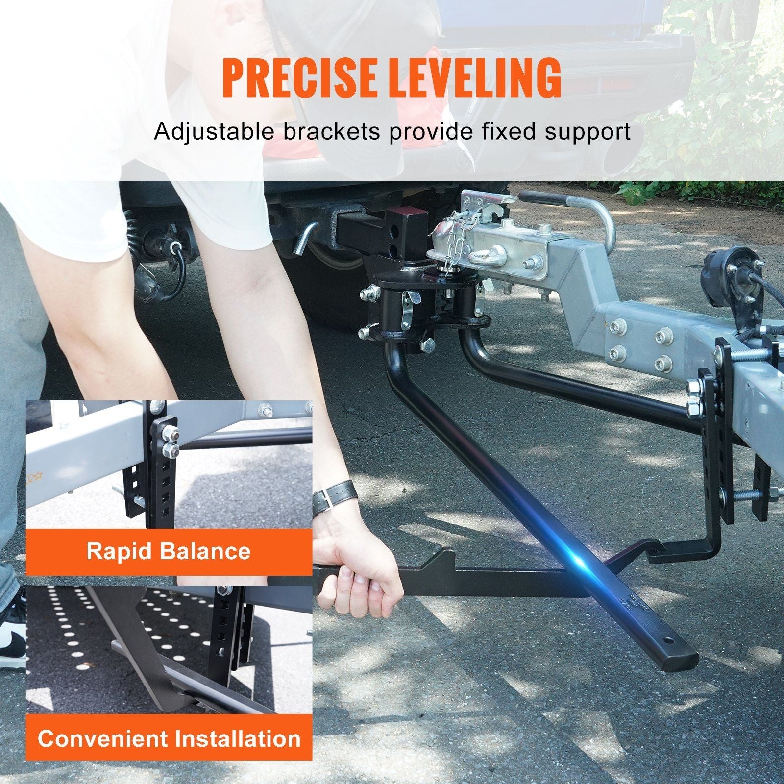 Weight Distribution Hitch, 1,000 lbs Weight Distributing Hitches Kit with Sway Control for Trailer, 2-In Solid Steel Shank, 2-5/16 in Alloy Steel Ball, Powder Coated Load Leveling Hitch, Black
