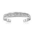 Zehenring aus Sterlingsilber, rhodiniert, mit weißen Zirkonia-Akzenten