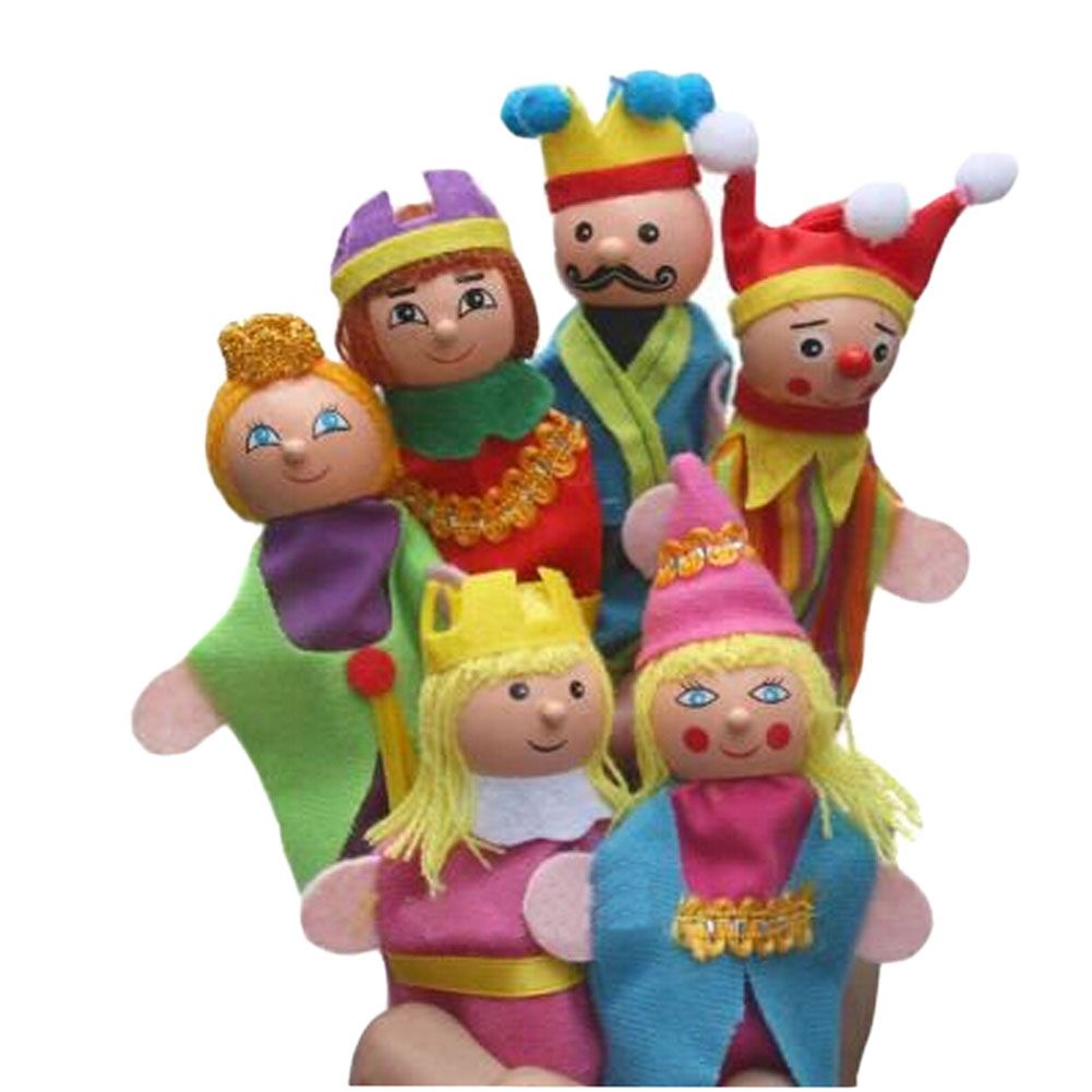6 Stück König und Königin Fingerpuppen Märchenerzähl-Puppen für Kinder 0-3 Jahre