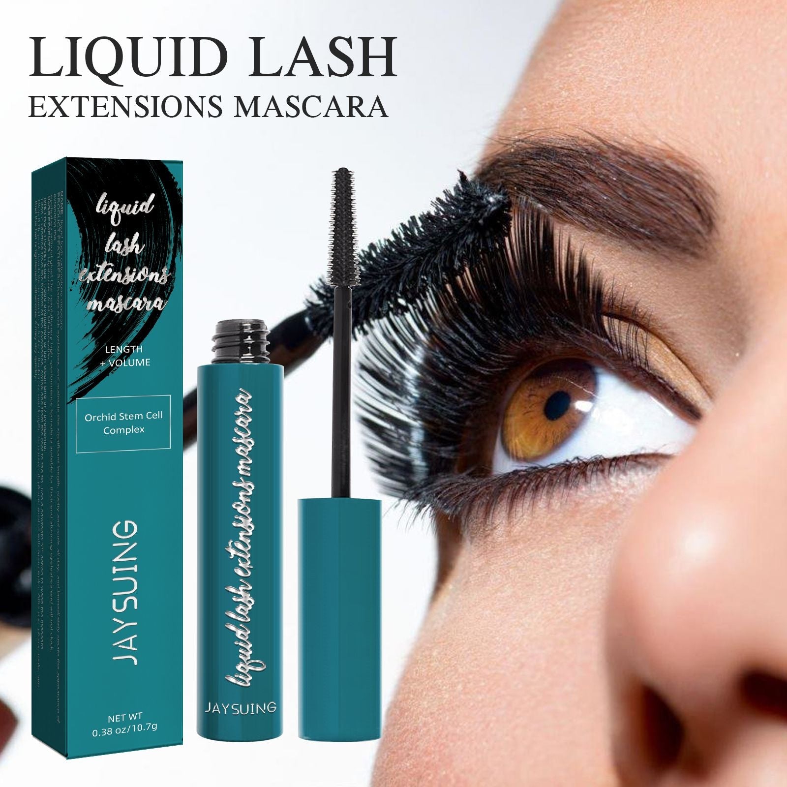 Jaysuing Wimperntusche, lang, dünn, dick, Wimpern schwungvoll, das Make-up hält natürlich, ohne zu verschmieren, schwarze Wimperntusche