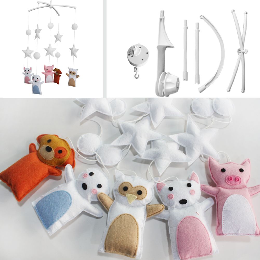 Mobile musical de berceau fait main en forme de cochon mignon pour bébé, décoration de chambre d'enfant.