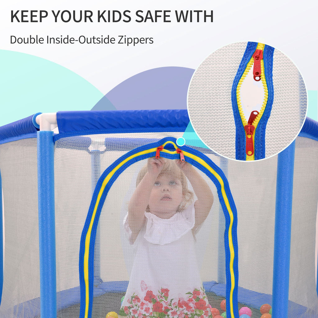 55'' Kleinkinder Trampolin mit Sicherheitsnetz und Bällen, Indoor Outdoor Mini Trampolin für Kinder
