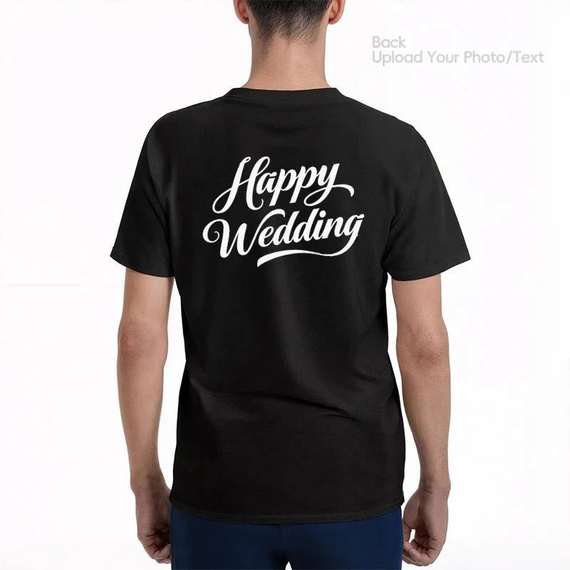 T-shirt photo personnalisé Motif sur mesure Coton 230g Manches courtes Téléchargement de photo Mariage Hommes & Femmes Toutes tailles - (Vous devez télécharger l'image)