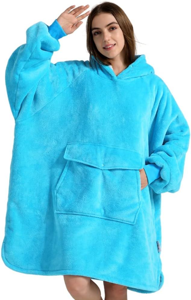 Krifey Wearable Blanket Hoodie, Übergroßer Sherpa Kapuzenpullover als Geburtstagsgeschenk Weihnachtsgeschenk für Mama Frauen Freundin Männer, Gemütliches Sweatshirt mit Riesen-Tasche