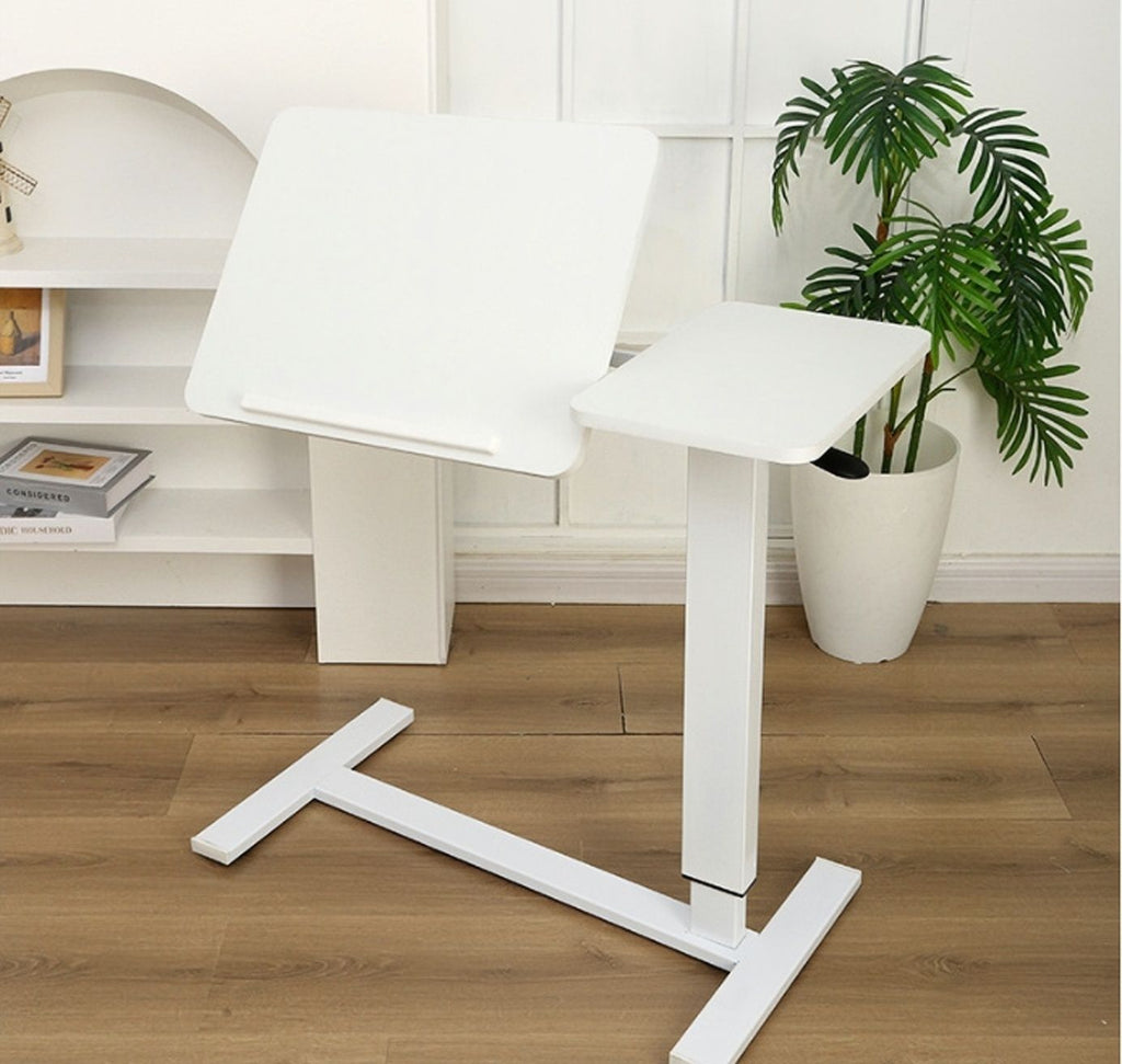 Beistelltisch für Laptops am Bett, mobiler, rollbarer Laptopständer, neigbarer Betttisch mit Rollen, höhenverstellbarer Laptoptisch für Bett, Sofa, Beistelltisch (WEISS)