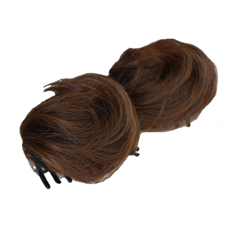 1 Paar glattes Haar Doppelschwanz Haarteil Haarverdichtung mit Kralle, Hellbraun