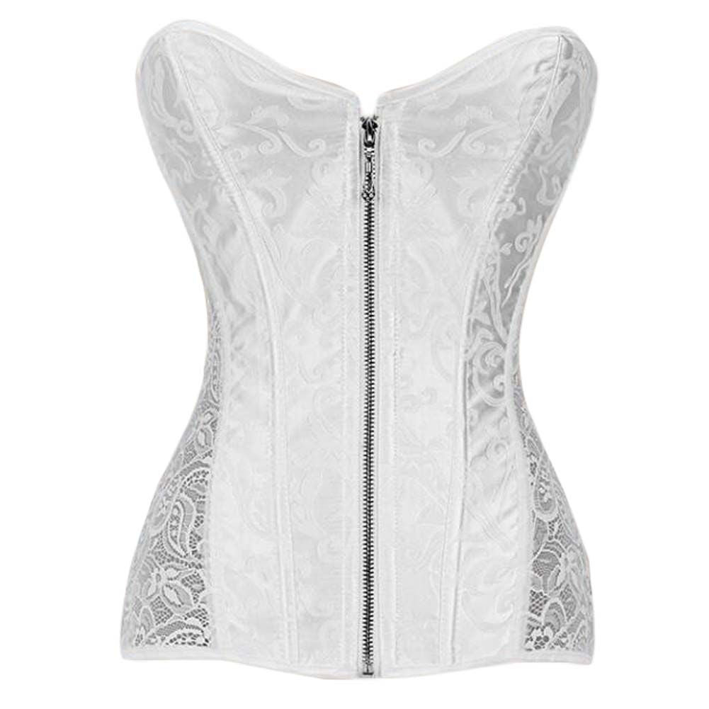 Corset Nuisette Sexy à Baleines Corset String Overbust Bustier Sculpteur de Corps Haut Corset de Mariée, Blanc