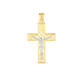 Pendentif croix bicolore en or 14 carats, finition polie, taille diamant