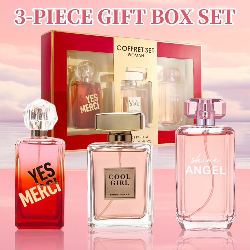 3-teiliges Set, Eau de Parfum Spray Geschenkbox für Damen, langanhaltender Duft, 3 verschiedene Duftrichtungen, perfekt für Weihnachtsgeschenke, Dating, Alltag, Partys, 100 ml/Flasche
