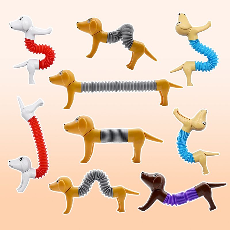 Hund Teleskoprohr; Autismus sensorisches Spielzeug; 4 Stück Pop Tubes; Zappelspielzeug für Kinder Mädchen; Kleinkindspielzeug; Kinderspielzeug; Sensorisches Spielzeug; Hund Partygeschenke
