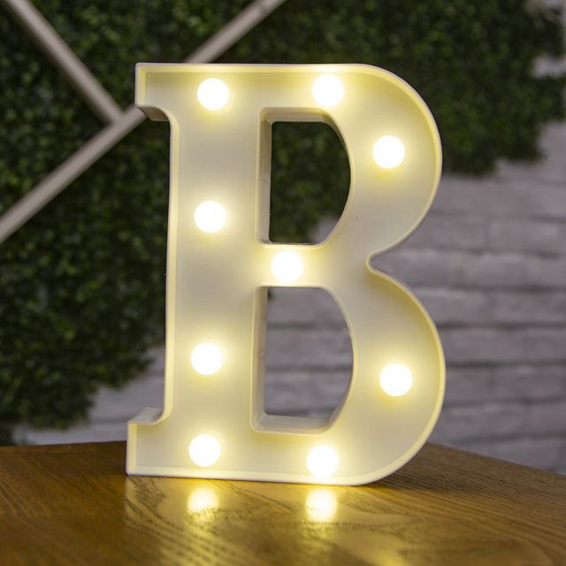 Lettres Lumineuses LED Alphabet Numéro Décoration Lampe à Pile Veilleuse pour la Maison Mariage Anniversaire Fête de Noël