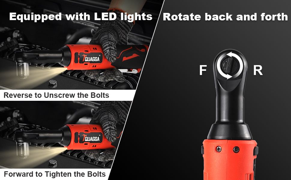 Jeu de clé à cliquet électrique sans fil 3/8", kit d'outils à cliquet 12V avec 2 batteries 2000mAh et chargeur, clé à chocs sans fil 61 Nm avec vitesses infiniment variables